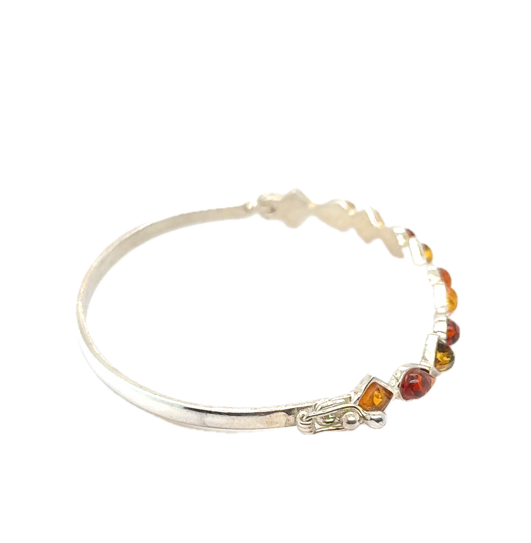 Sterling Silver Baltic Amber Bangle Bracelet