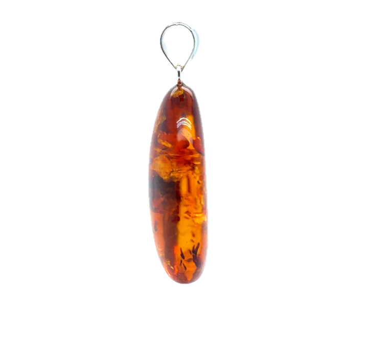 Sterling Silver Baltic Amber Large Drop Pendant