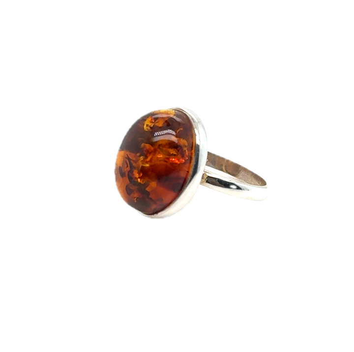 Sterling Silver Oval Baltic Amber Ring