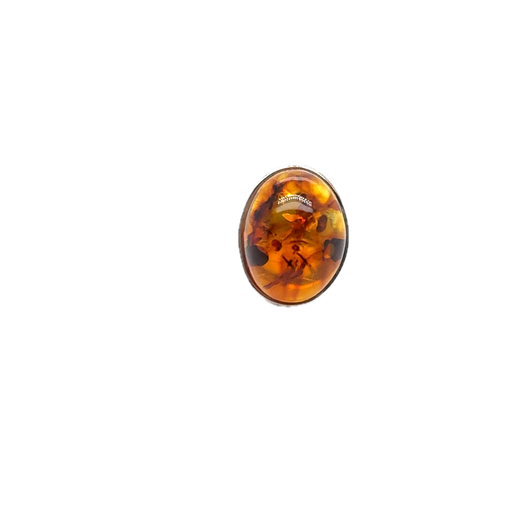Sterling Silver Oval Baltic Amber Ring