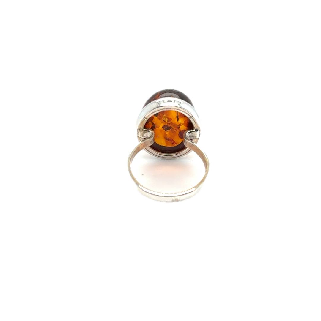 Sterling Silver Oval Baltic Amber Ring