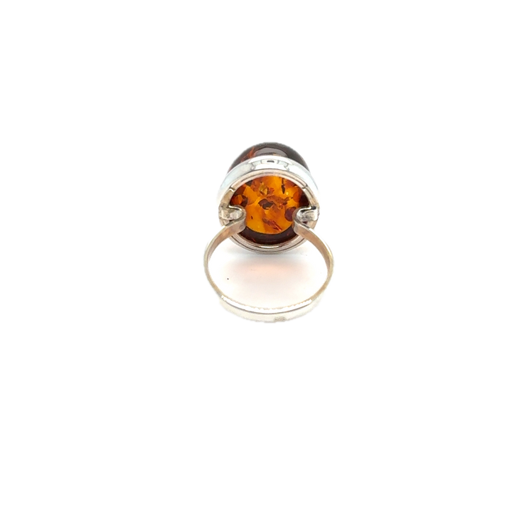 Sterling Silver Oval Baltic Amber Ring