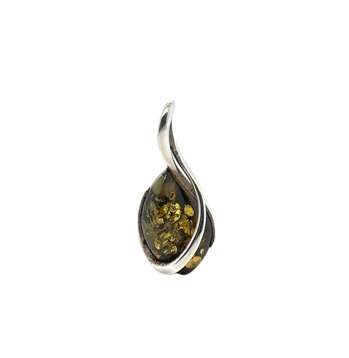 Sterling Silver Baltic Green Amber Pendant