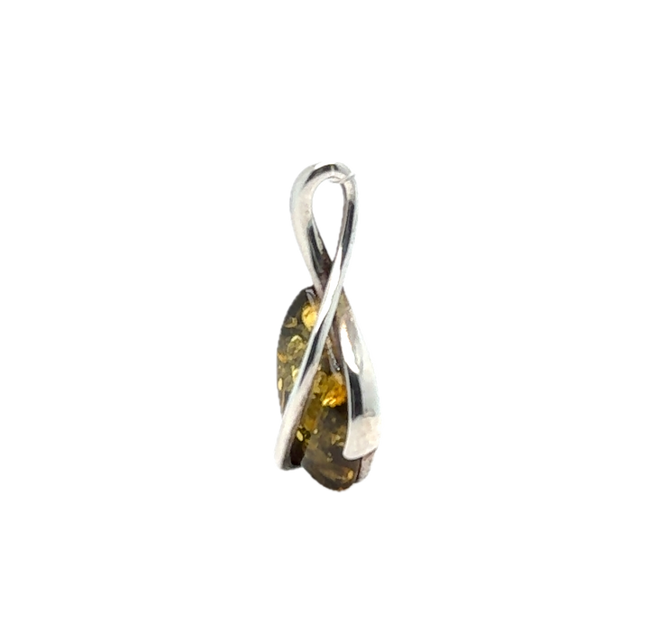 Sterling Silver Baltic Green Amber Pendant