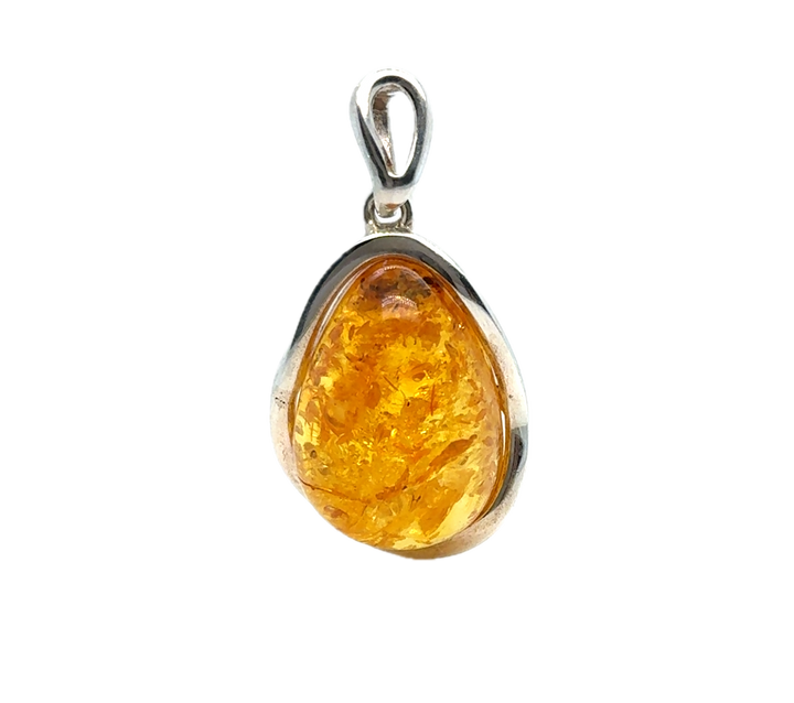 Sterling Silver Baltic Amber Drop Pendant