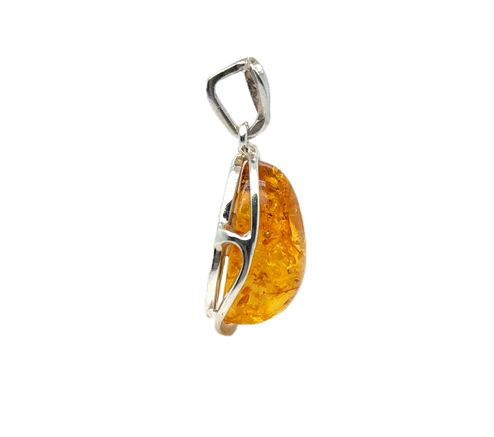 Sterling Silver Baltic Amber Drop Pendant
