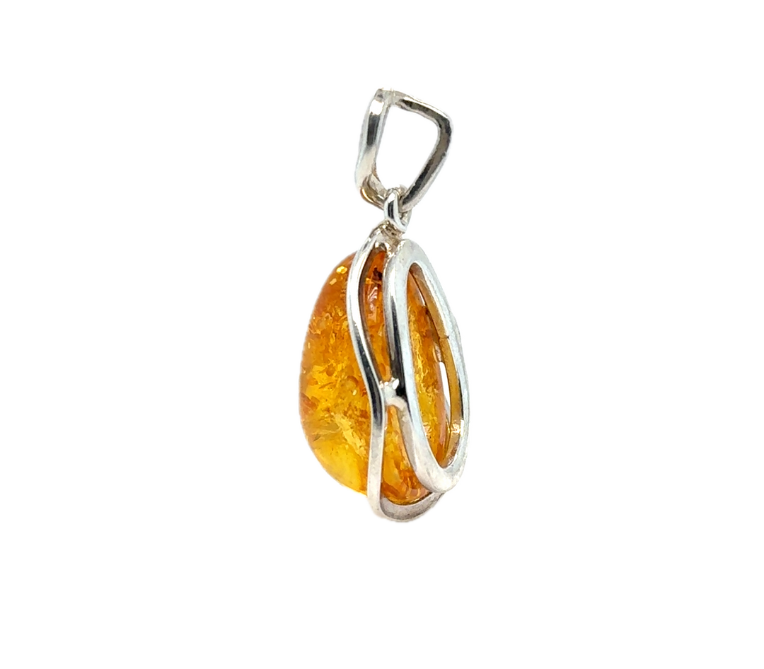 Sterling Silver Baltic Amber Drop Pendant