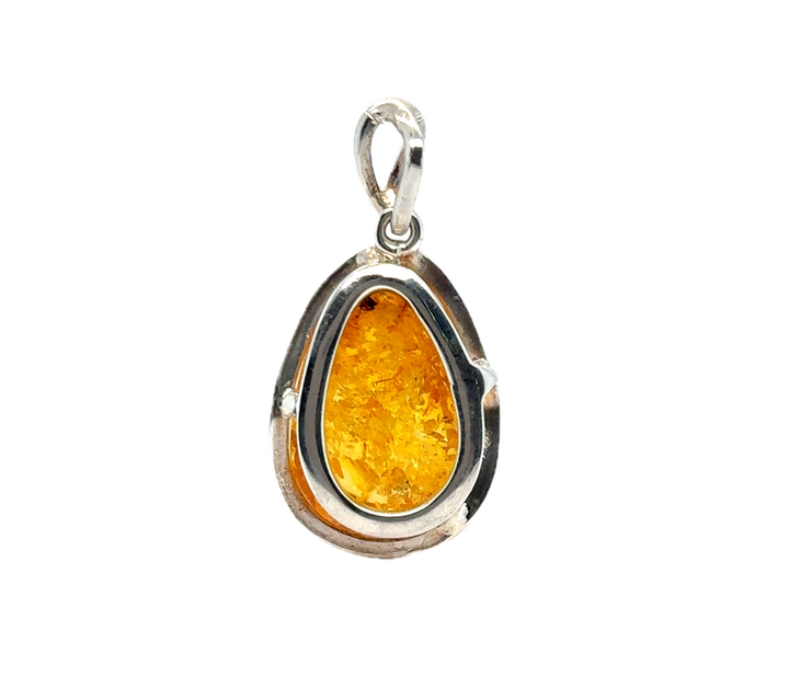 Sterling Silver Baltic Amber Drop Pendant