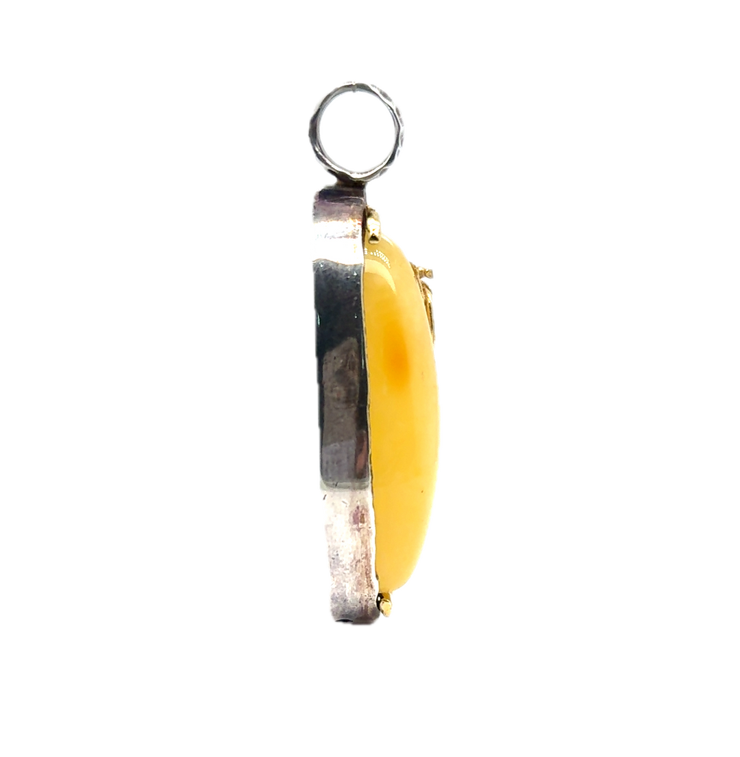 Oxidised & Gold Plated Silver Baltic Amber Pendant