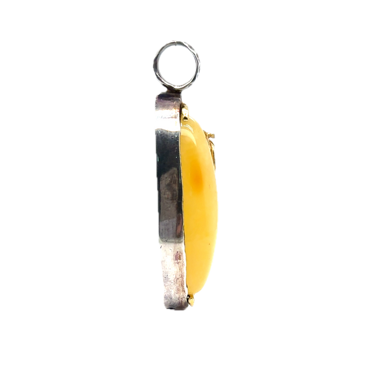 Oxidised & Gold Plated Silver Baltic Amber Pendant