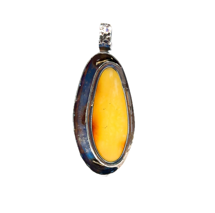 Oxidised & Gold Plated Silver Baltic Amber Pendant