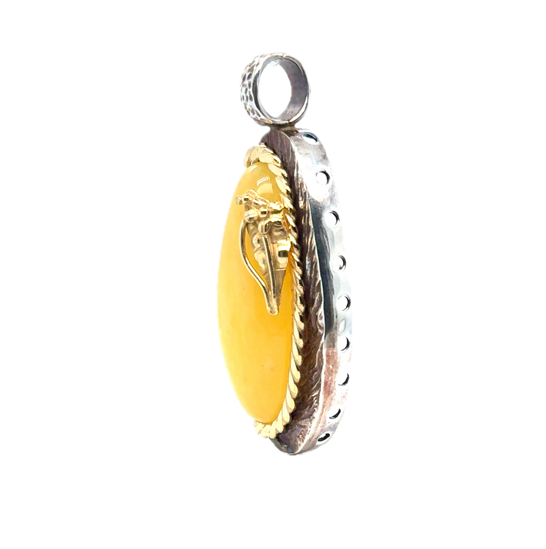 Oxidised & Gold Plated Silver Baltic Amber Pendant