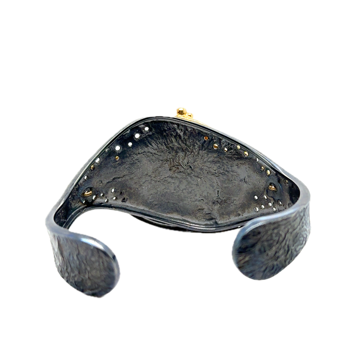 Black Rhodium Plated Silver Baltic Amber Cuff Bangle