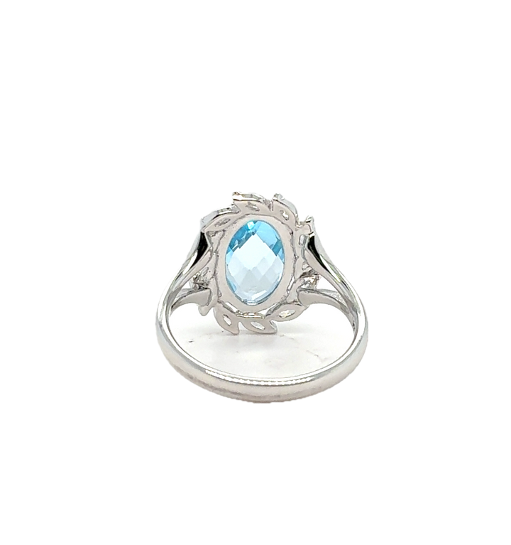 Sterling Silver Fancy Oval Blue Topaz Ring