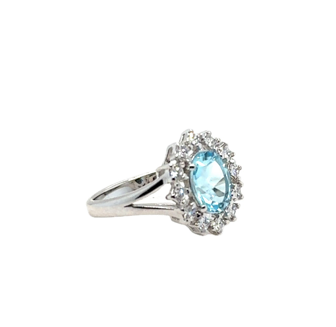 Sterling Silver Fancy Blue Topaz Ring