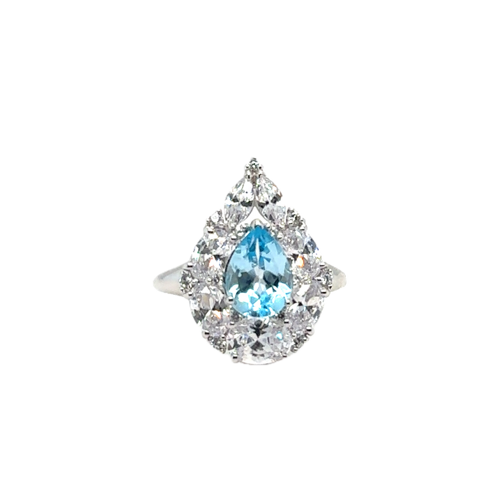 Sterling Silver Fancy Pear-Shaped Blue Topaz Ring