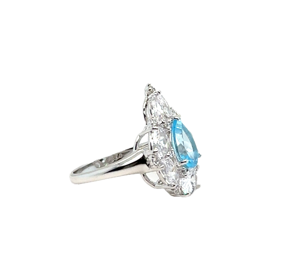 Sterling Silver Fancy Pear-Shaped Blue Topaz Ring