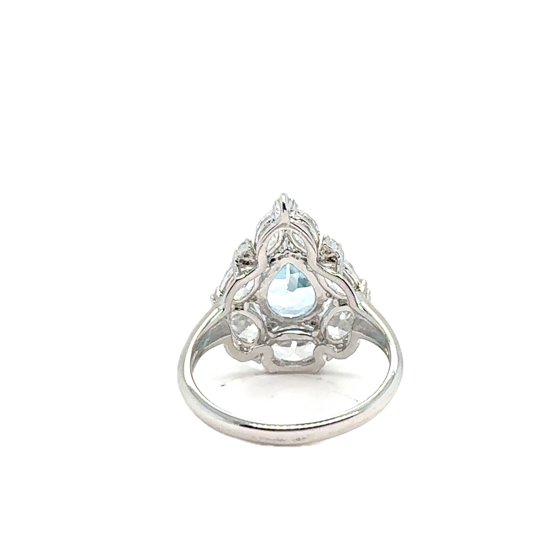 Sterling Silver Fancy Pear-Shaped Blue Topaz Ring