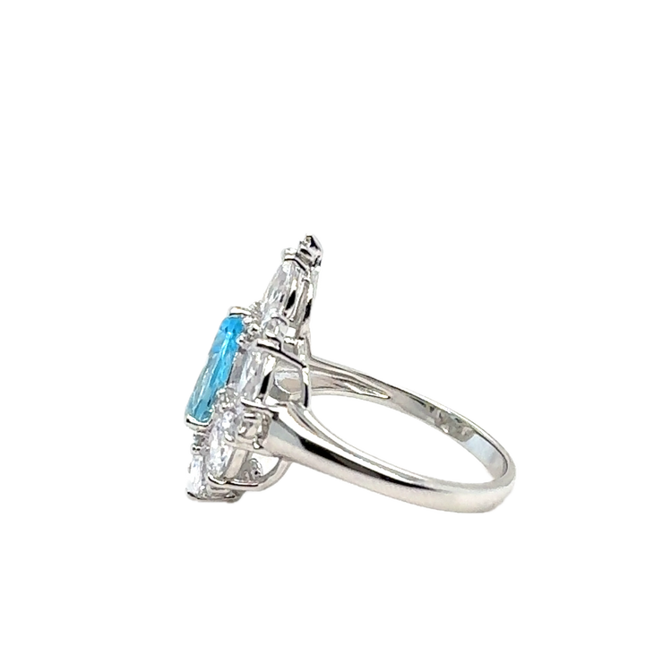 Sterling Silver Fancy Pear-Shaped Blue Topaz Ring