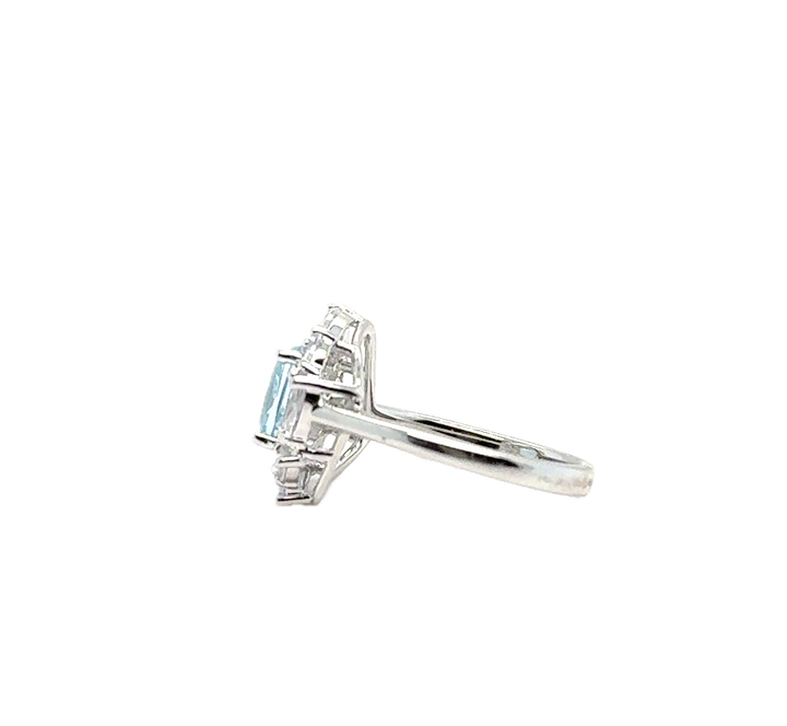Sterling Silver Fancy Cluster Blue Topaz Ring