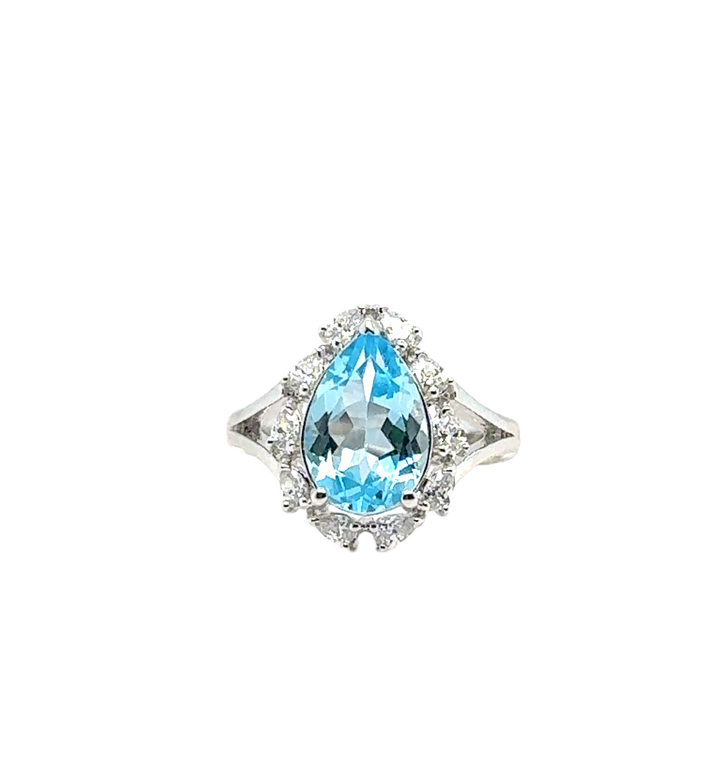Sterling Silver Fancy Pear-Shaped Blue Topaz Ring