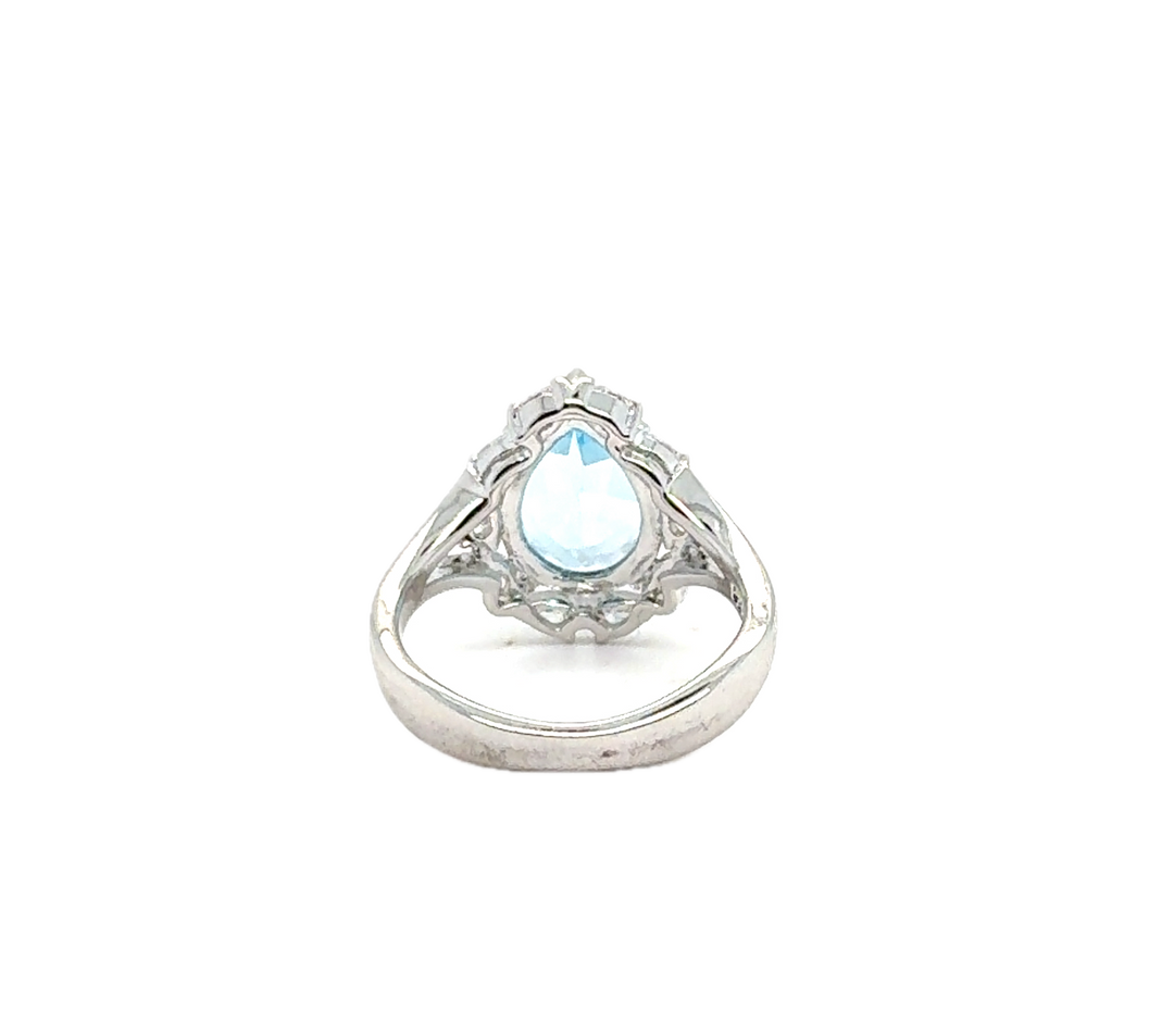 Sterling Silver Fancy Pear-Shaped Blue Topaz Ring