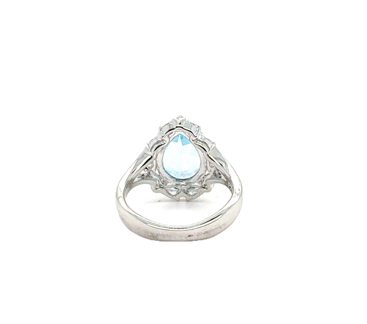 Sterling Silver Fancy Pear-Shaped Blue Topaz Ring