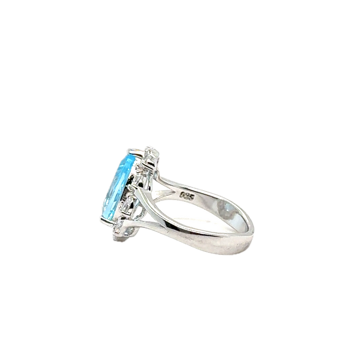 Sterling Silver Fancy Pear-Shaped Blue Topaz Ring
