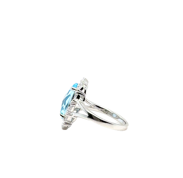 Sterling Silver Fancy Oval Blue Topaz Ring