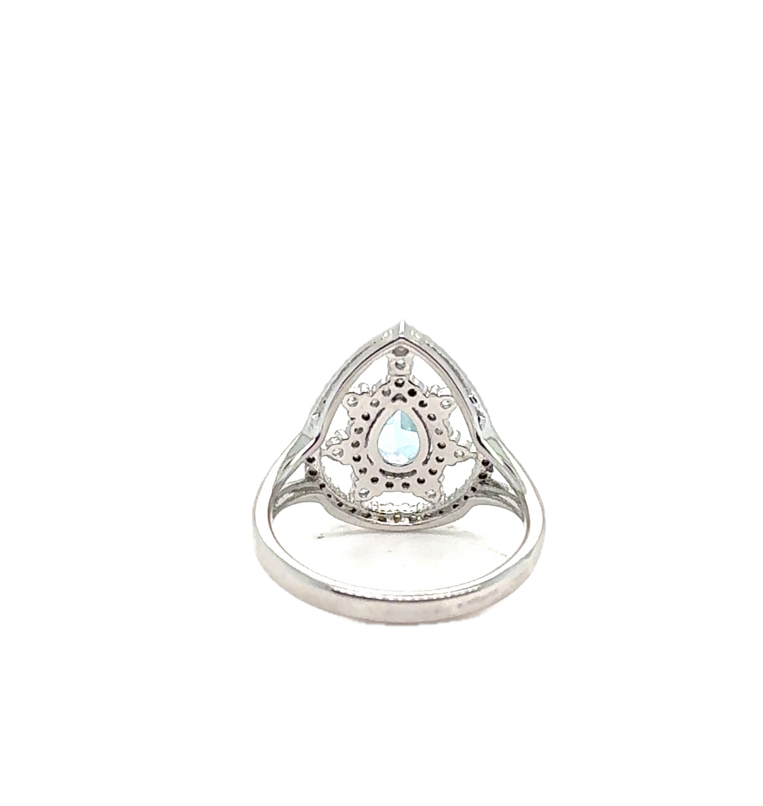 Sterling Silver Fancy Pear-Shaped Blue Topaz Ring