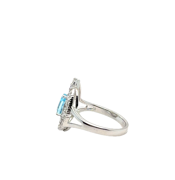 Sterling Silver Fancy Pear-Shaped Blue Topaz Ring