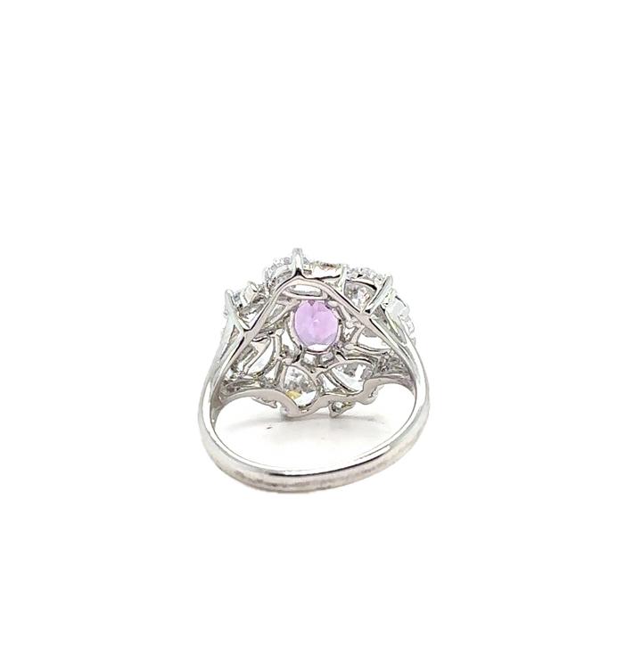 Sterling Silver Fancy Cluster Amethyst Ring