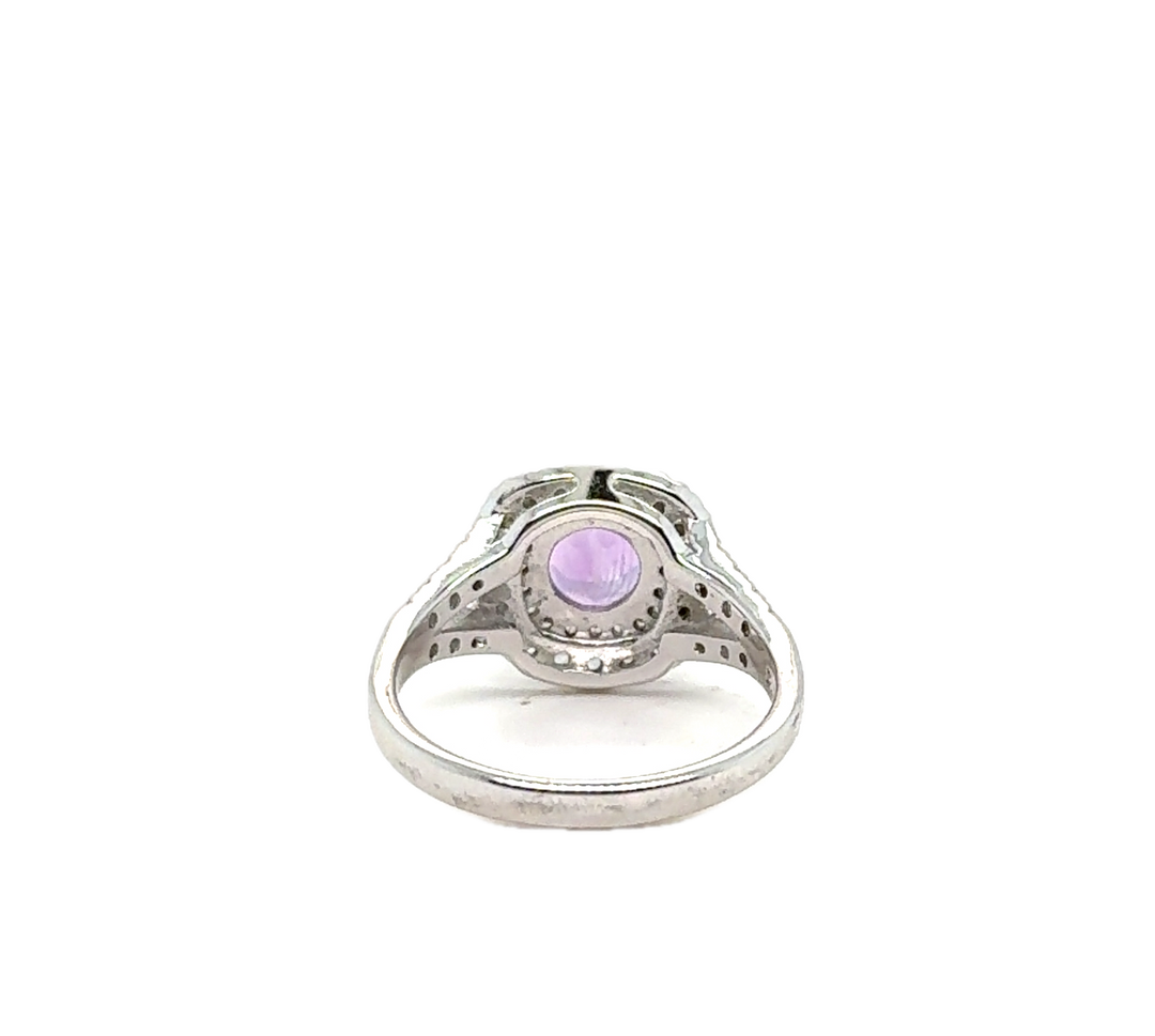 Sterling Silver Fancy Halo Amethyst Ring