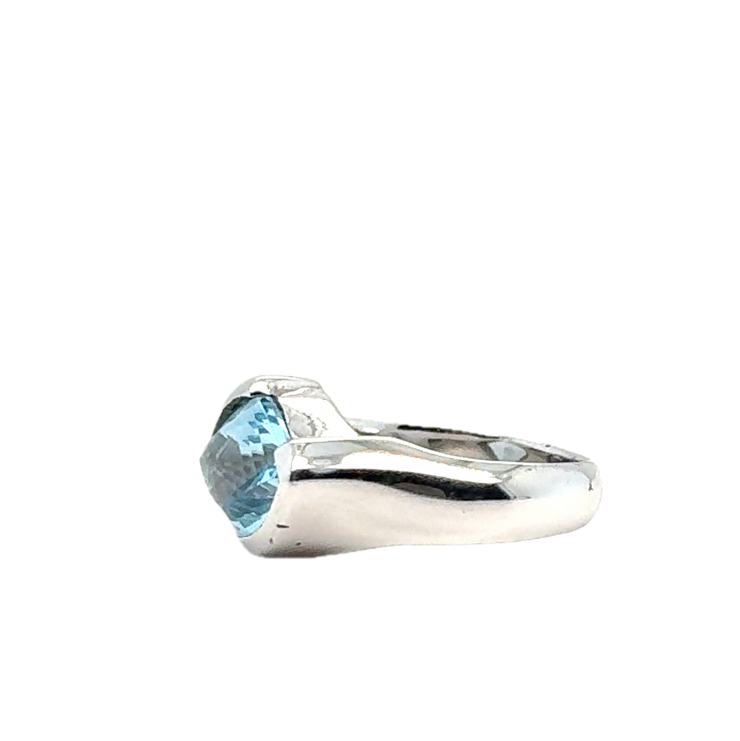 Sterling Silver Faceted Blue Topaz Ring