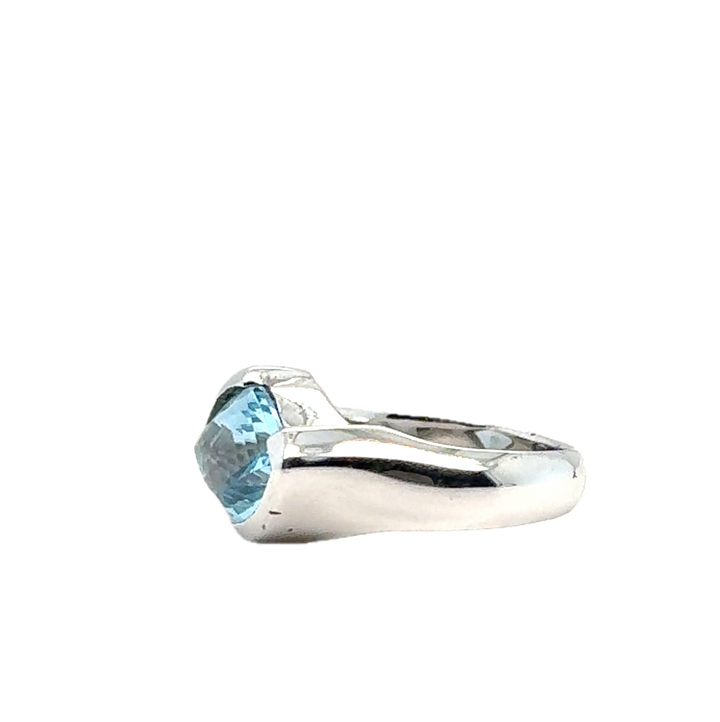 Sterling Silver Faceted Blue Topaz Ring