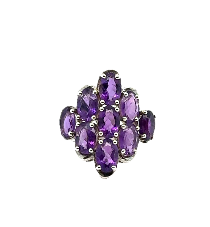 Sterling Silver Fancy Amethyst Ring