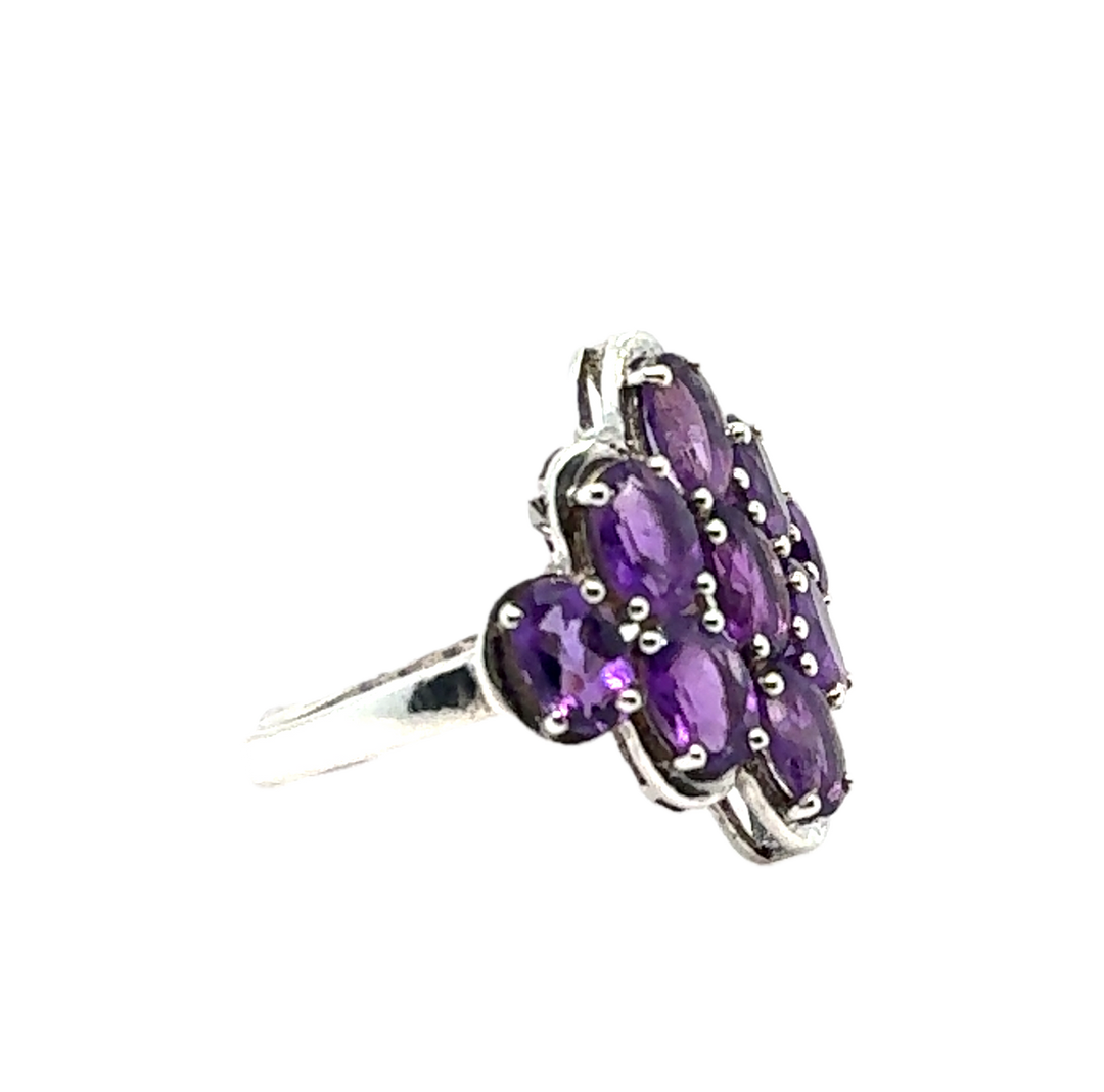 Sterling Silver Fancy Amethyst Ring
