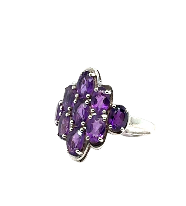 Sterling Silver Fancy Amethyst Ring