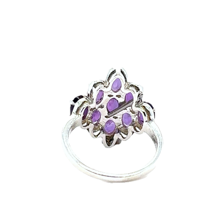 Sterling Silver Fancy Amethyst Ring