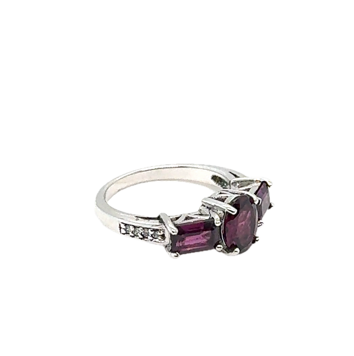 Sterling Silver Trilogy Amethyst Ring