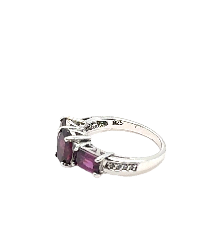 Sterling Silver Trilogy Amethyst Ring