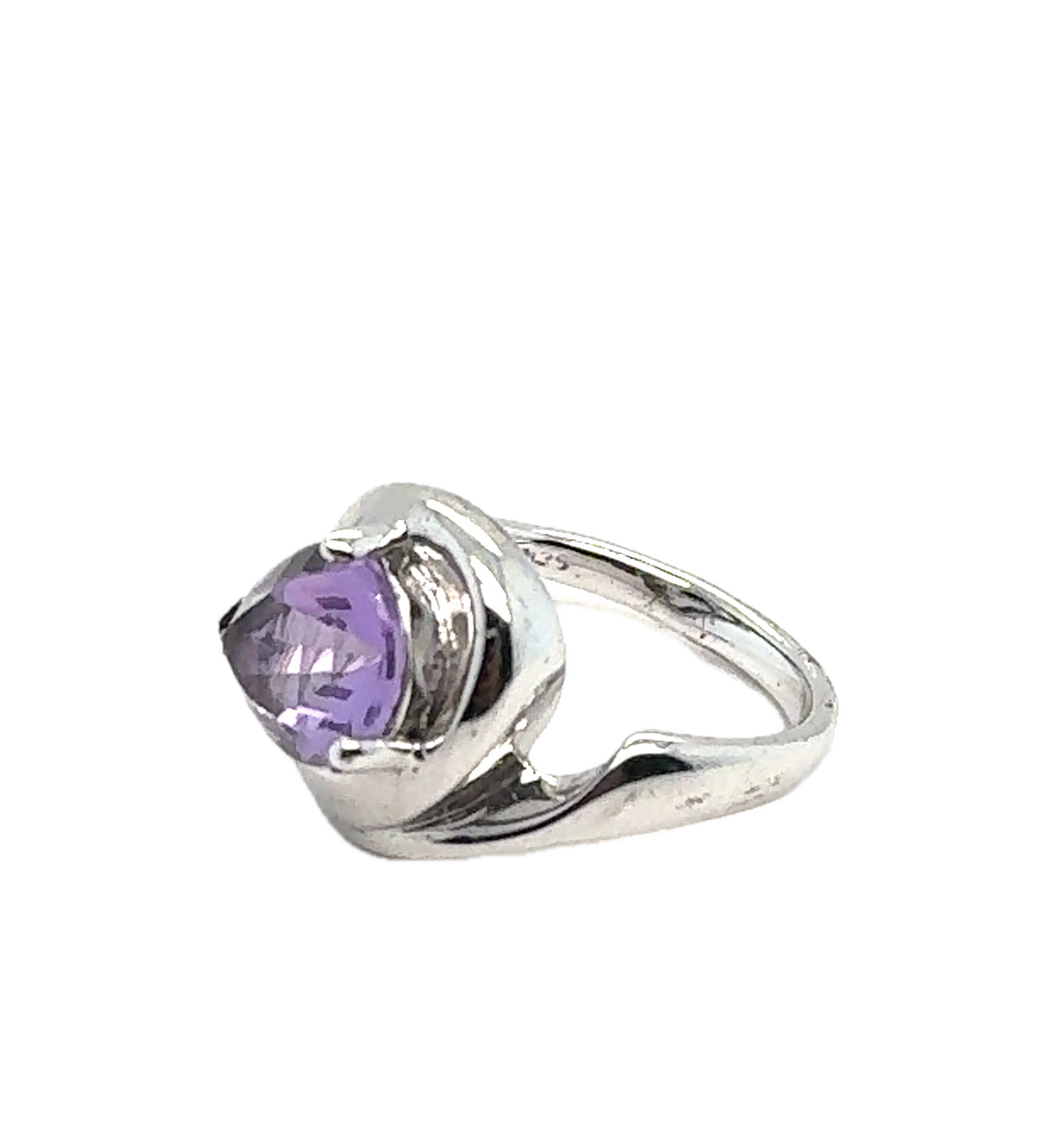 Sterling Silver Pear Shaped Amethyst Ring