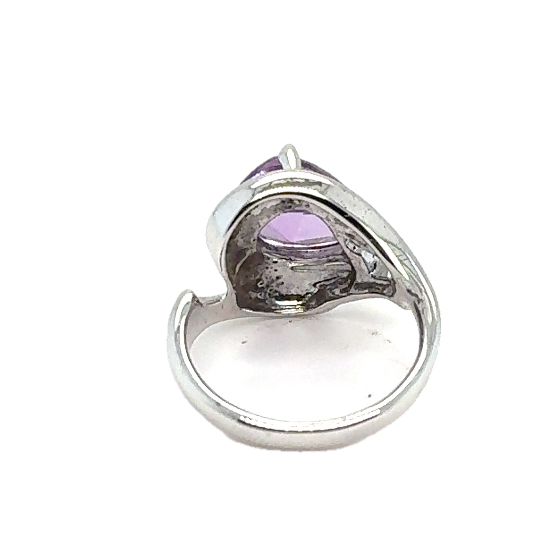 Sterling Silver Pear Shaped Amethyst Ring