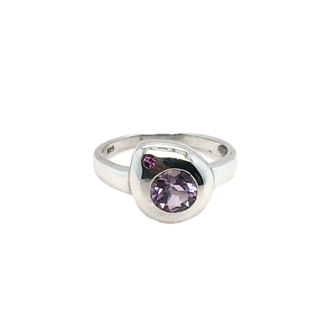 Sterling Silver Modern Amethyst Ring