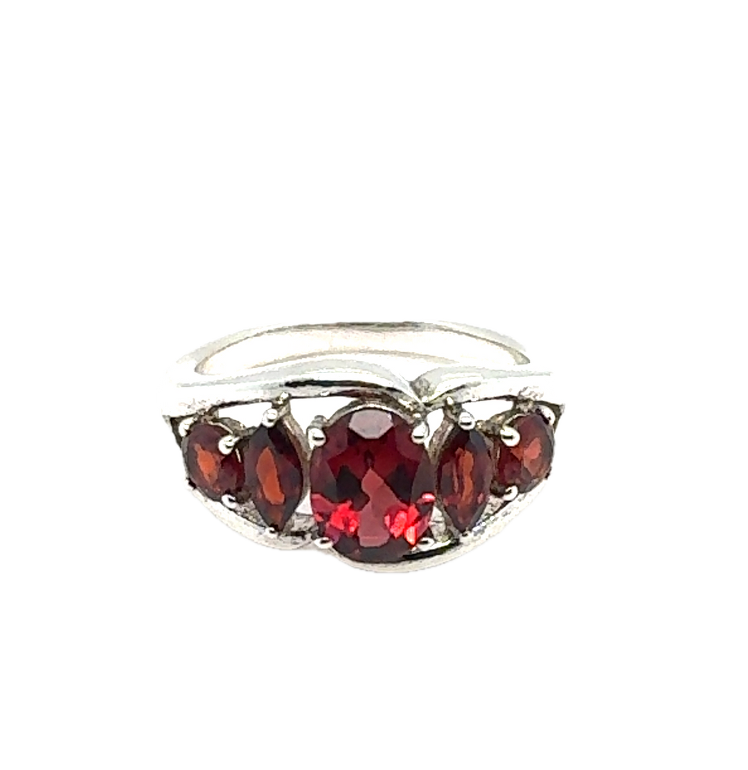 Sterling Silver Fancy Garnet Ring