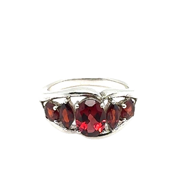 Sterling Silver Fancy Garnet Ring