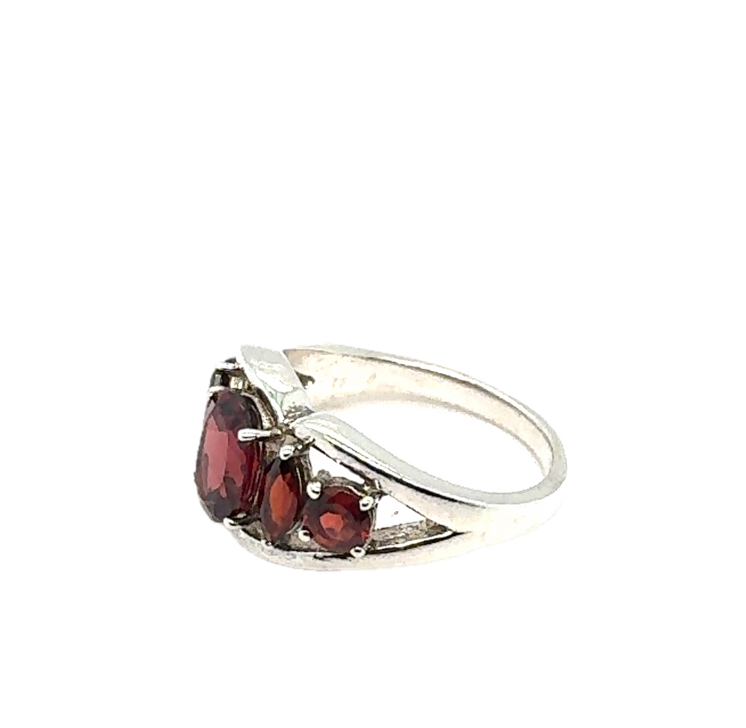 Sterling Silver Fancy Garnet Ring