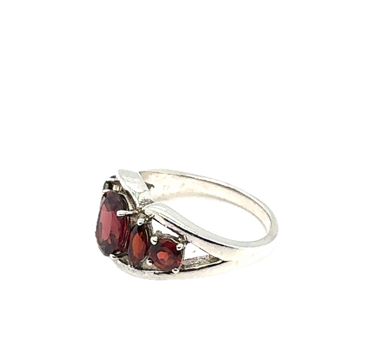 Sterling Silver Fancy Garnet Ring