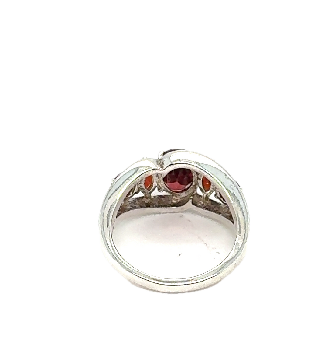 Sterling Silver Fancy Garnet Ring