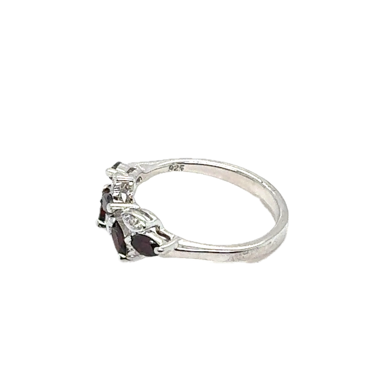 Sterling Silver Leaf Garnet Ring
